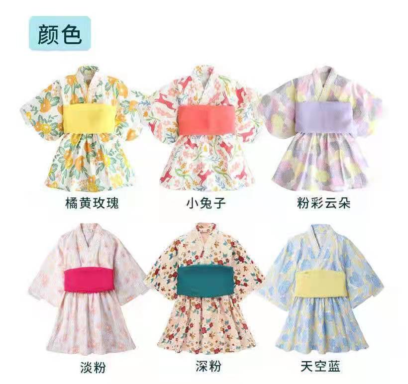 改良和服版女童连衣裙 后系大蝴蝶结（多花色）